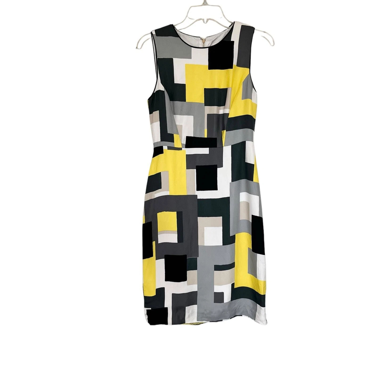 Abito tubino geometrico Kate Spade Della Loden Manhattan City grigio giallo taglia 4