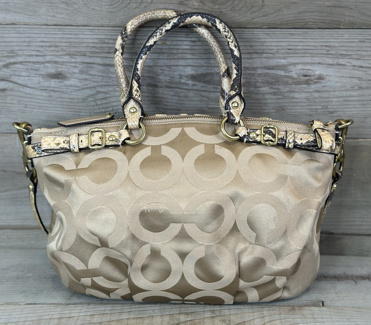 バッグ COACH Madison OpArt Satin Tote Bag Coach 18650 Signature Op Art Madison Satin Satchel Shoulder