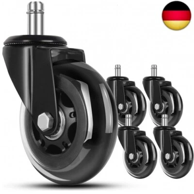 YUCONECT Bürostuhl Rollen Parkett - Rollen für Bürostühle 10mm x 22 mm - Gummirollen Bür