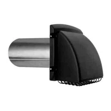 Dundas Jafine 4 inch Black Dryer Vent Hood with Pest Guard BPMH4BLKZW6