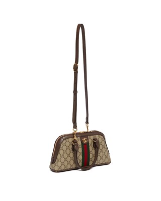 GUCCI Ophidia Small $2590 Beige/Ebony Top Handle Bag New And