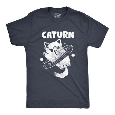 Mens Caturn T Shirt Funny Cute Saturn Kitten Planet Rings Outerspace Tee For