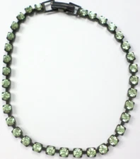 80's Vintage Swarovski Peridot Green 4mm Gorgeous Tennis Chain Bracelet 7.5"