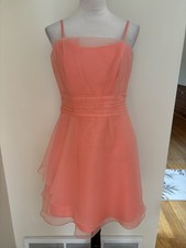 David's Bridal tangerine orange tulle lined dress sz 10