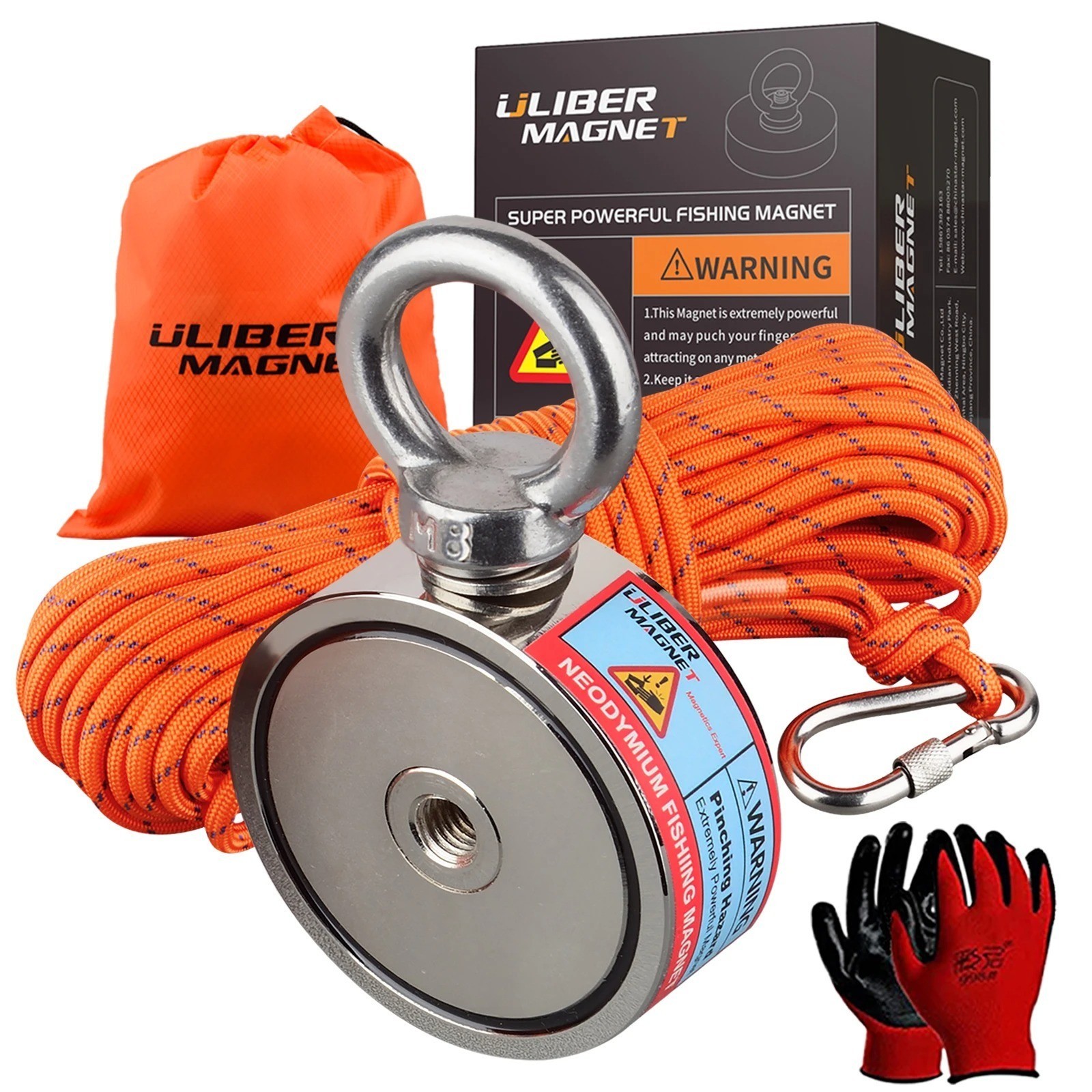 Peche magnetique en riviere kit aimant neodyme double face 150KG D60mm