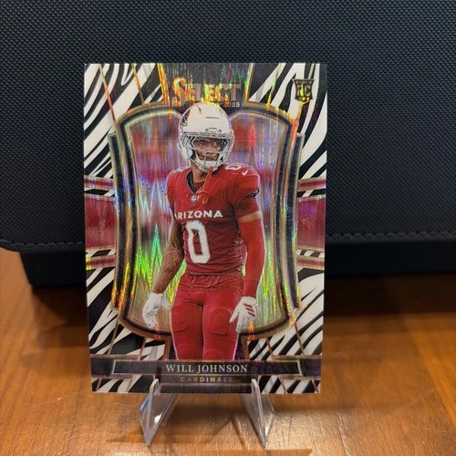 2025 Panini Select #122 Will Johnson Zebra Prizm Shock SSP RC