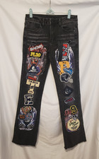 Rockstar Original Espen Stacked Flare Jean Boys 16 RUNS SMALL Black SLIM CUT