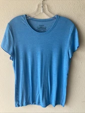 Patagonia Glorya Tee Shirt Blue Stretch Shimmer Lightweight Outdoor Women’s L