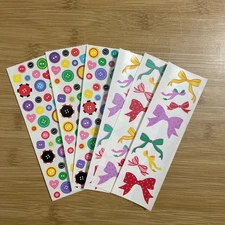 Mrs. Grossman‘S Party Sticker Assortment, 6 Strips, buttons, and bows