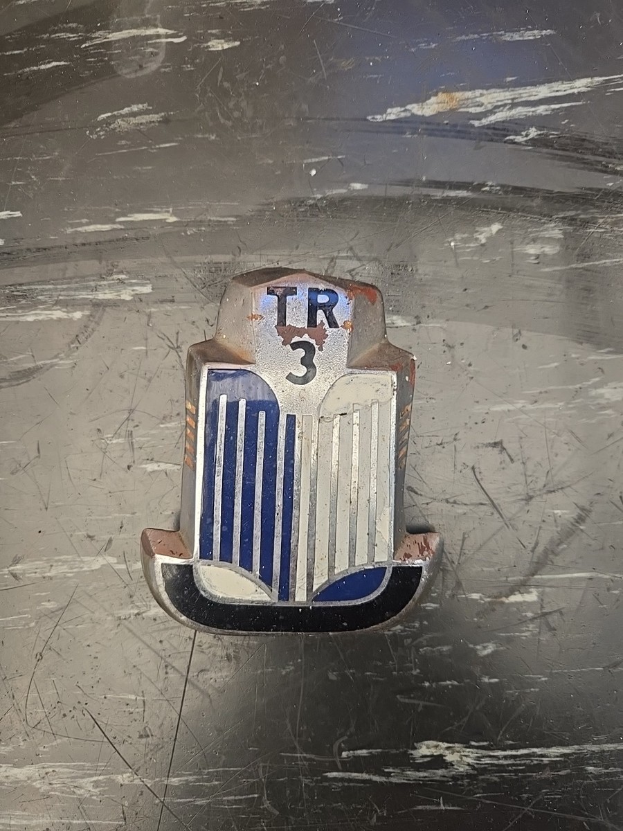 VINTAGE TRIUMPH TR3 BLUE ENAMEL METAL EMBLEM BADGE OEM... All 
