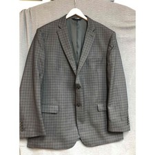 Jos A Bank Checkered Suit Jacket Notched Lapel Mens Traditional Fit 48L