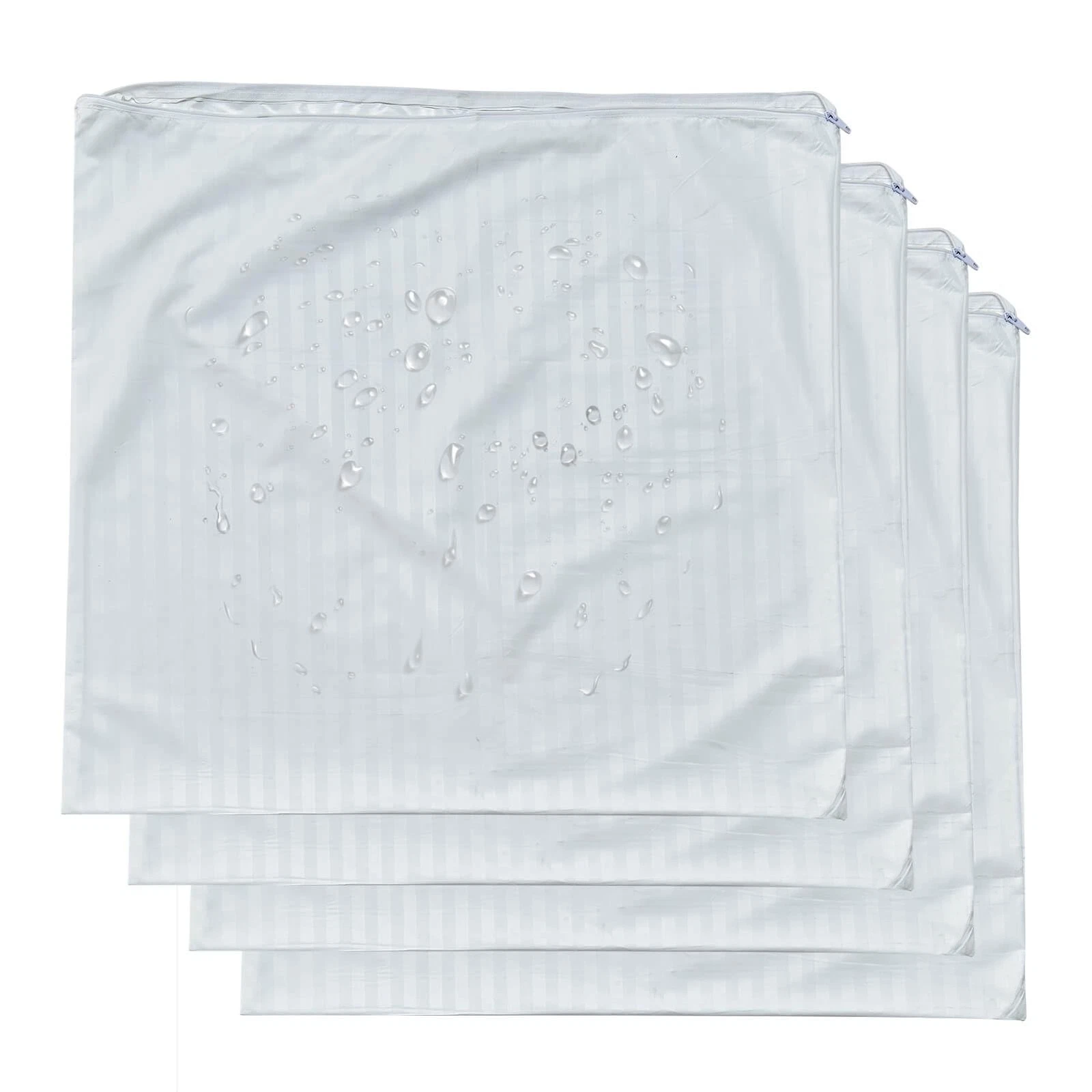 Kingnex 4 Pack Striped Feather Proof Pillow Protectors 4 (16x16), White