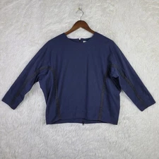 Large APM Monaco Navy Blue Twill Back Zip Crop Jacket