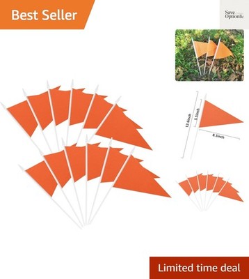12 Pack Hand Held Orange Pennant Flags for Parties, Parades, and Celebrations