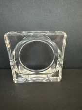 Ashtray Vintage Thick Clear Glass Square Retro  4” Wide 2 Slots