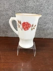 Vintage TERMOCRISA Milk Glass Pitcher 7" Rose and Gold on the Top Lip