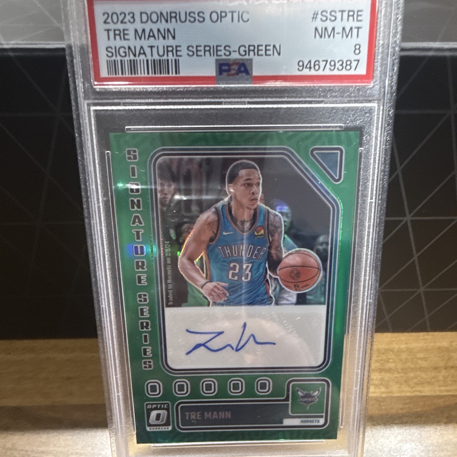 23-24 Panini Donruss Optic - Signature Series Tre Mann #SS-TRE Green Prizm (AU)