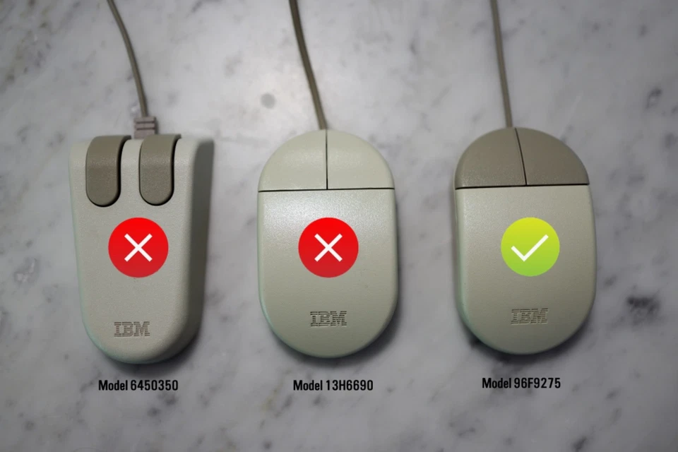 IBM PS/2 Mouse 2-Button Ball Mouse - Rare Bi-Color model 96D9274 - Image 4 of 4