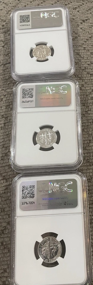 Даймы с изображением Рузвельта 3–1962 10 центов PF65-PF66-PF67 - Изображение 2 из 2