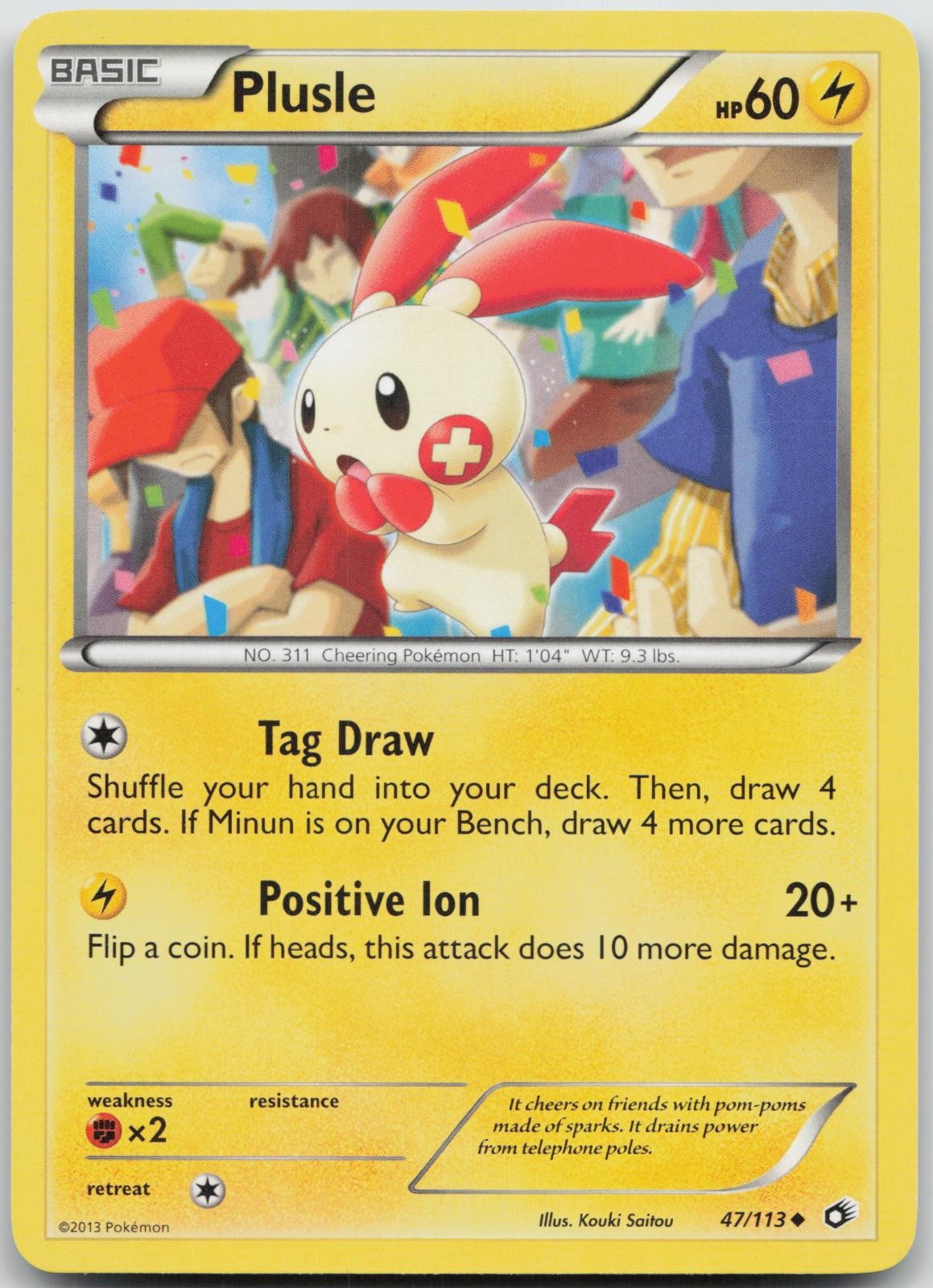 Plusle 47/113 Uncommon Legendary Treasures Pokemon LP-NM