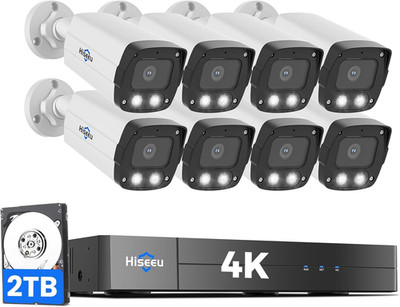 【4K HD +0 Monthly Fee】  8MP Poe Security Camera System, 8 Pcs 4K Security Camera