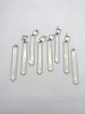 Lot of 8 Vintage Crystal Chandelier Prisms Drops Clear Faceted Icicle Pendants
