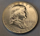 Uncirculated 1950-D Franklin Half with Full Bell Lines