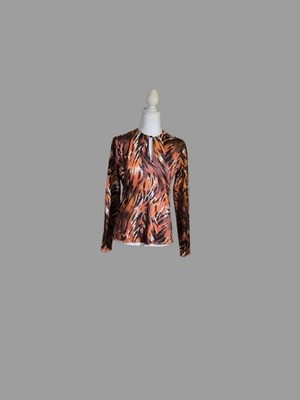 VTG Julie Brown New York Animal Print Stretch Key Hole Neck Sz S Old Money Chic