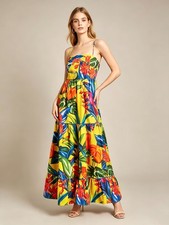 NWOT Farm Rio Cotton Bright Nature Maxi Sundress Multicolor Size XS
