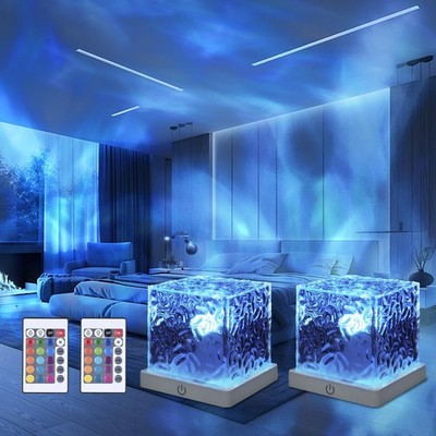 2 Pack Northern Lights Projector Night Light, 16 Colors Northern Lights Lamp ...