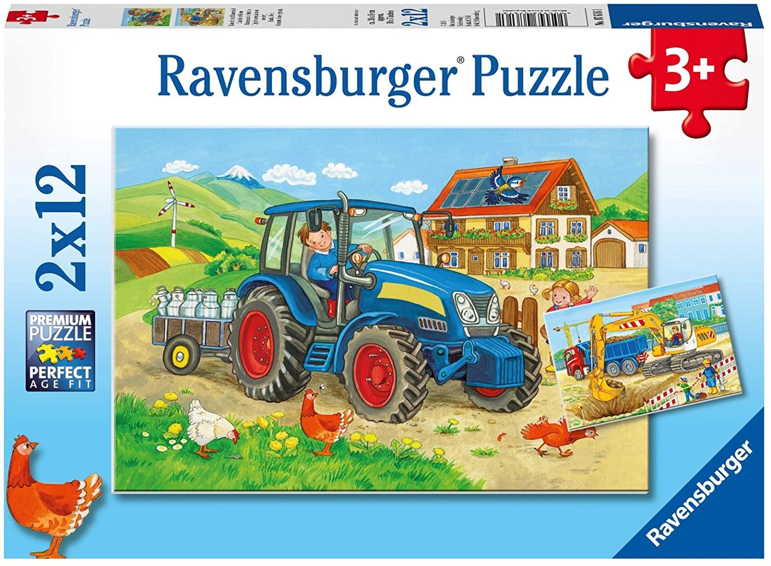 RAVENSBURGER, Puzzle di Cantiere e Fattoria 2x12 pezzi, ,  RAV076161