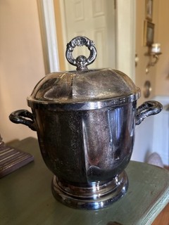 Vintage Silverplated Ice Bucket W/Ornate Style Handles Used In Good Condition