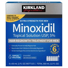 Kirkland Minoxidil 5 Extra Strength Men 6 Month Supply Hair Regrowth EXP 08/27 