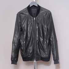 ALL SAINTS Leather Jacket Mens SMALL Black Biker Bomber Celebrity Grail BLENHAM