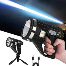 Super Bright USB Rechargeable Spotlight Flashlight 1000,000 Lumens Searchlight