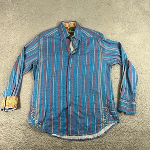 Robert Graham Men's Multicolor Stripe Long Sleeve Button-Up Dress Shirt Large