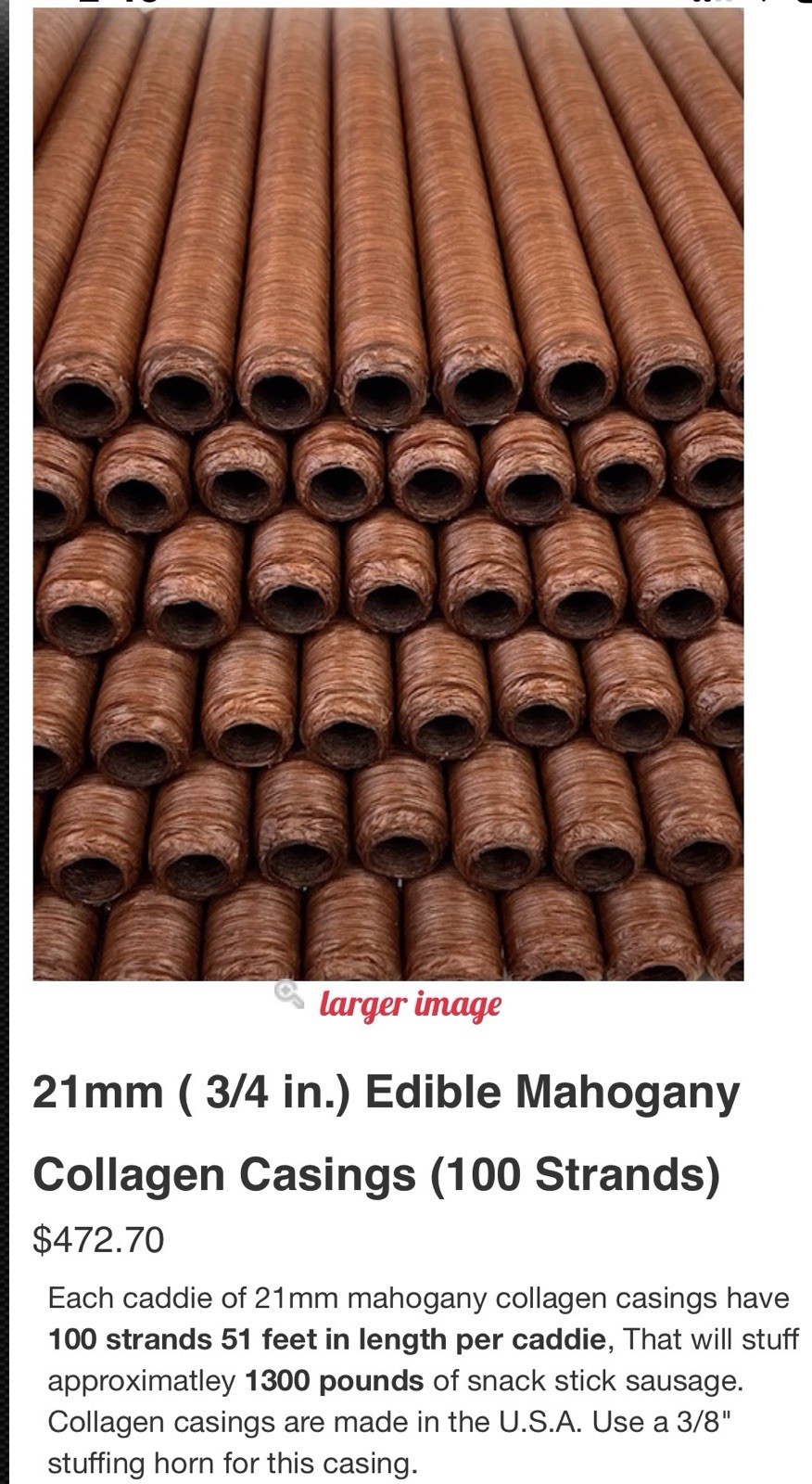 Collagen casings 21mm Mahogany Caddy 1,300 LBS (100 Strands) Made In The USA👍💪