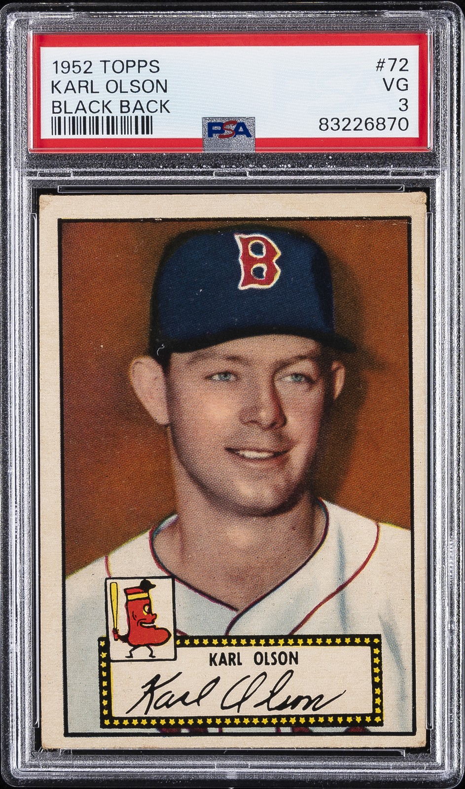 1952 TOPPS BLACK BACK #72 KARL OLSON PSA 3