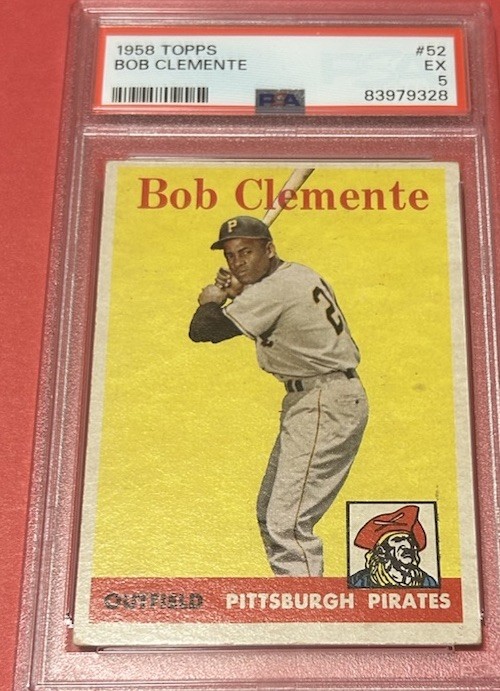 1958 Topps Bob (Roberto) Clemente #52 PSA 5 White TM Letters Vibrant Clean Back