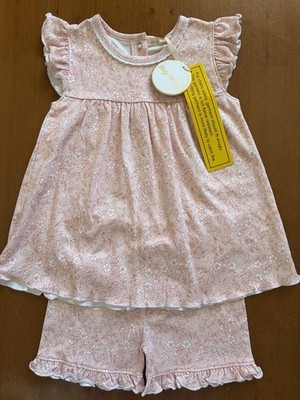 Baby Club Chic (Peru) NWT Coral  Blooming Sweet Roses Printed Short Set -4 Years