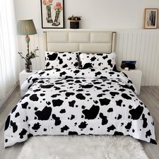 3 Pieces Milk Cow Print Stuff Bedding Comforter Set Full with 2 Pillowcases f...
