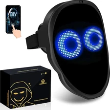 MEGOO LED Face Mask - Bluetooth Programmable Light Up Mask - Full Face - Black
