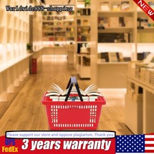 12 Pieces Red Plastic Shopping Baskets for Market Grocery Retail Store Supplies