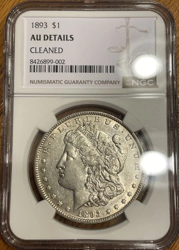 1893-P Morgan Silver Dollar $1 NGC AU Details Cleaned Nm1