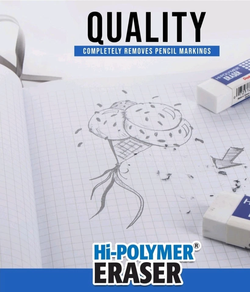Borrador de bloque de alto polímero Pentel paquete de 3 de 4 Foto 2 de 3