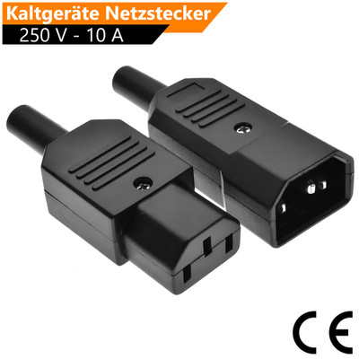 Kaltgerätestecker AC 250V Kaltgerätebuchse C14 - C13 Buchse Stromanschluss 10A
