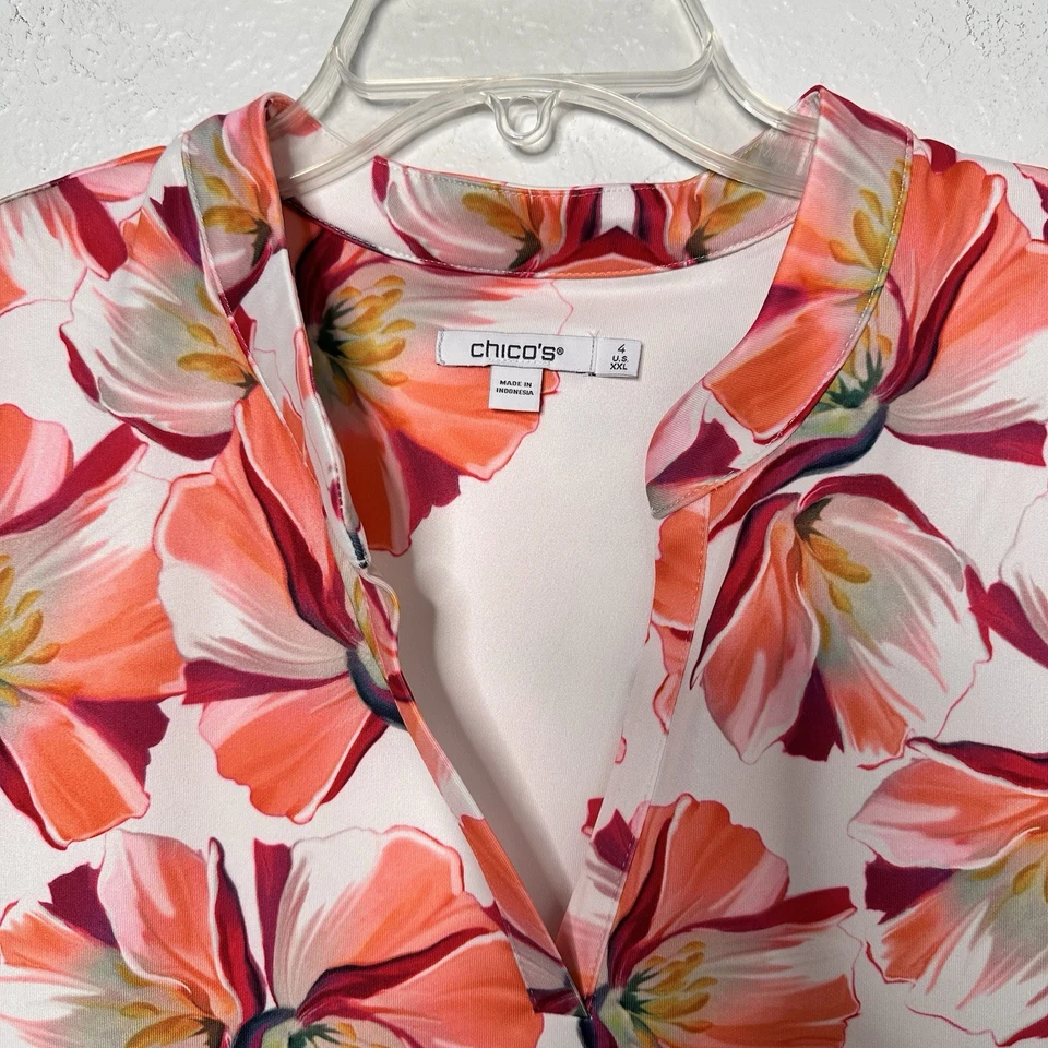 Nuevo con etiquetas Top Chico’s Zenergy para mujer tejido UPF lirio floral cuello en V talla grande 4 (XXL) Foto 3 de 4