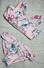 O'Neill Swimsuit Girls Sz 6 Kid Pink Floral Sydney Bikini 2-Piece Tie Crossback