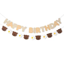 Daisy Bear Happy Birthday Hanging Banner Decorations First Birthday Garland