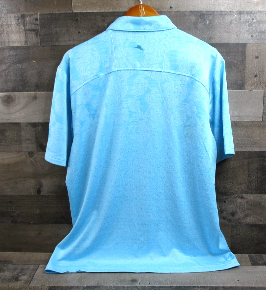 Camisa Polo Tommy Bahama Para Hombres Grande River Blue IslandZone Palm Coast Tropic Fade Foto 3 de 4